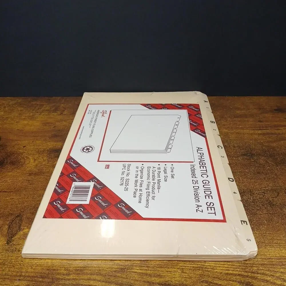 Smead Alphabetic Guide Set Indexed 25 Division A-Z 18 point Manila 52176 New - Picture 5 of 6